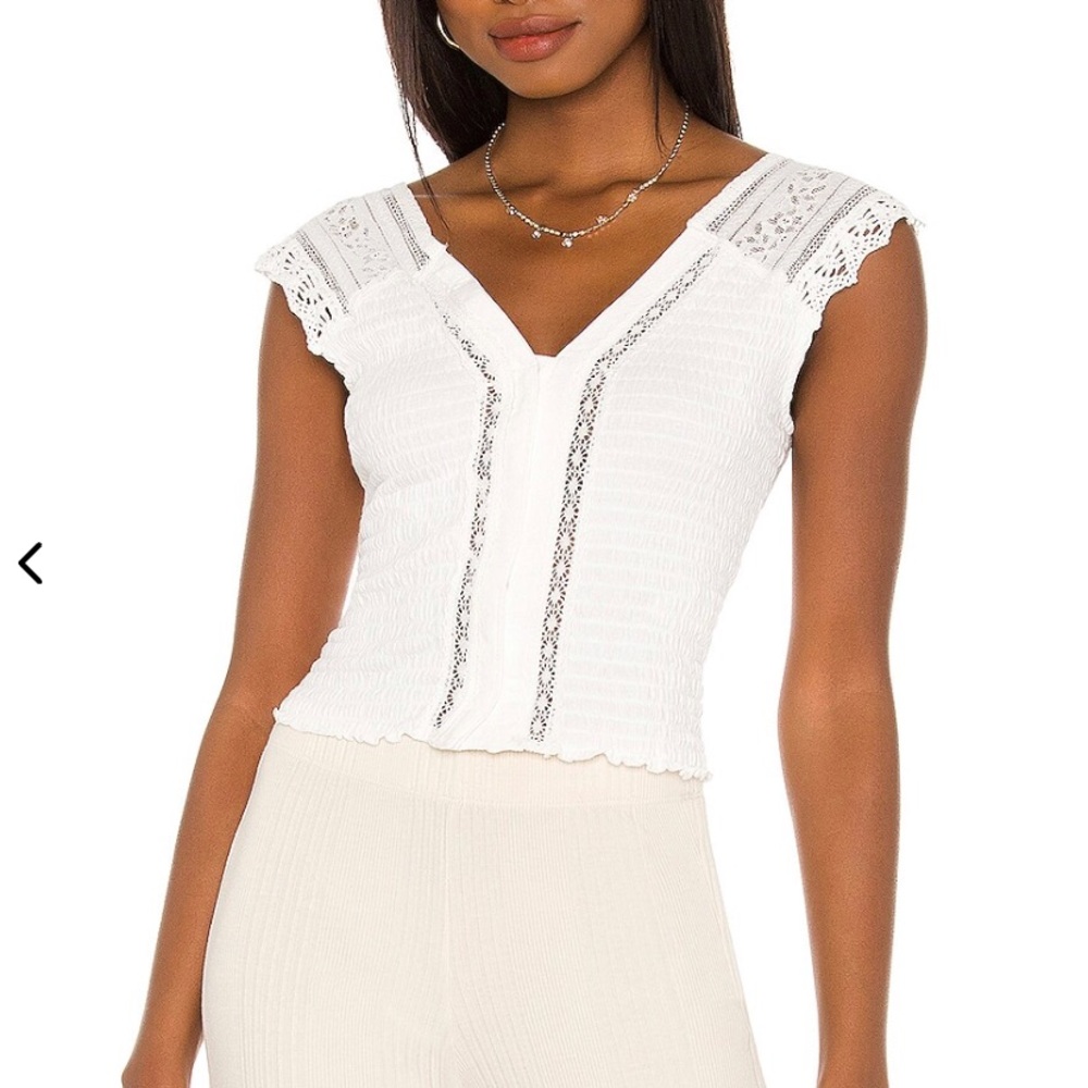 Free People On My Mind White Lace Blouse
